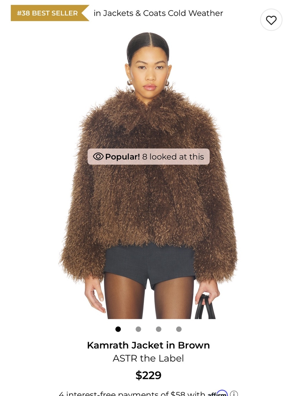 ASTR Plush Teddy Jacket in Brown BNWT